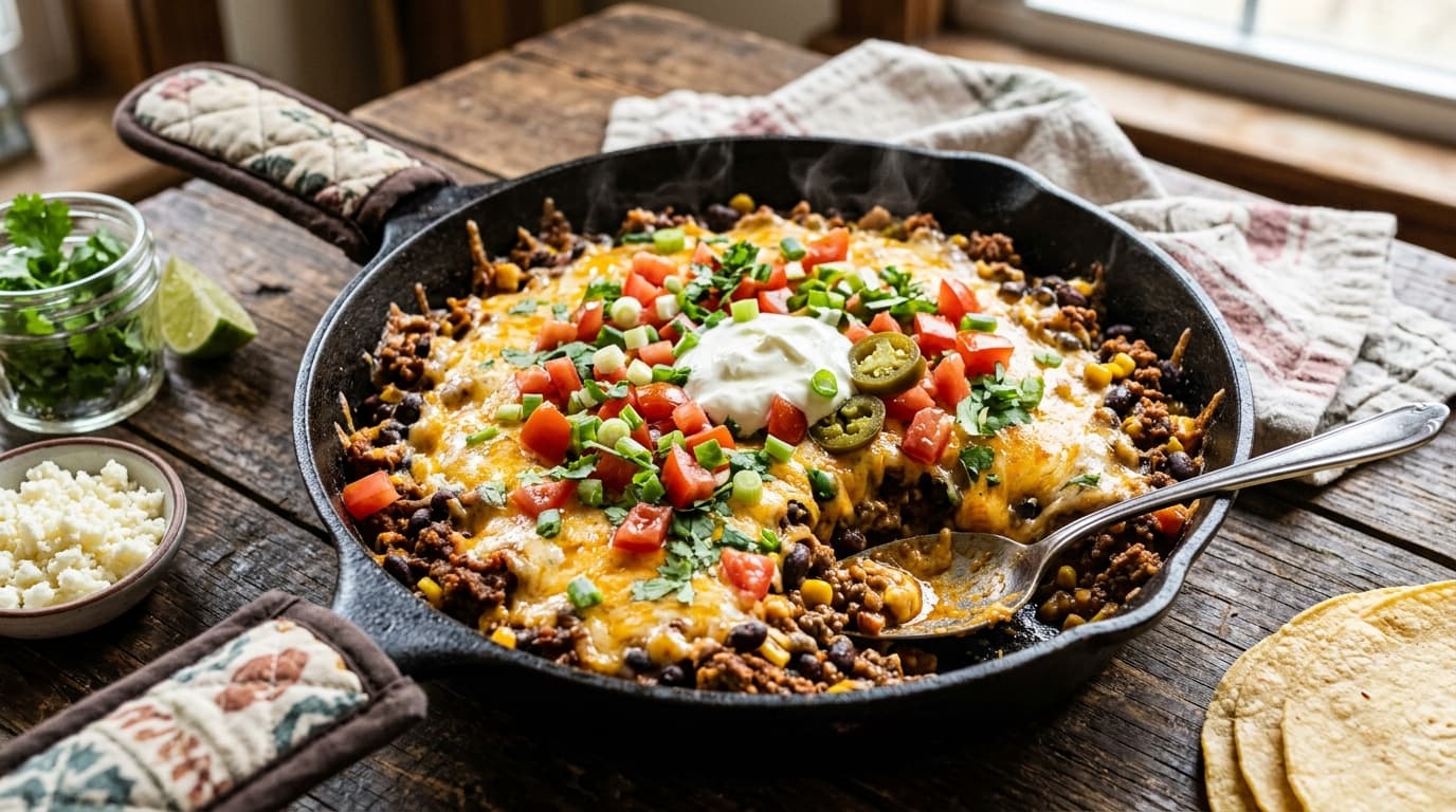 Cheesy Beef Taco Skillet (20-Minute Low-Carb Fiesta)