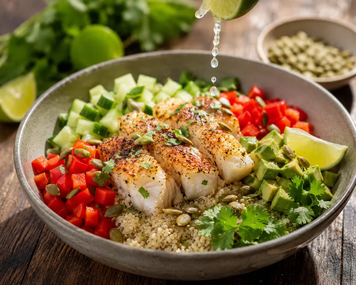 High Protein Fish Bowl Soy Free Balanced Energy Meal
