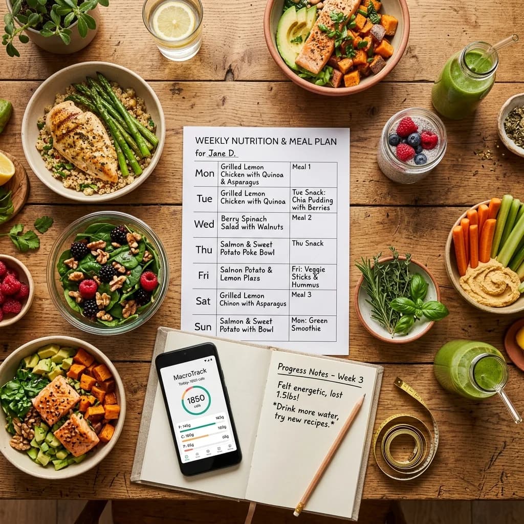 NutriGuide conversion hero - science-backed diet plans and personalized meal spreads