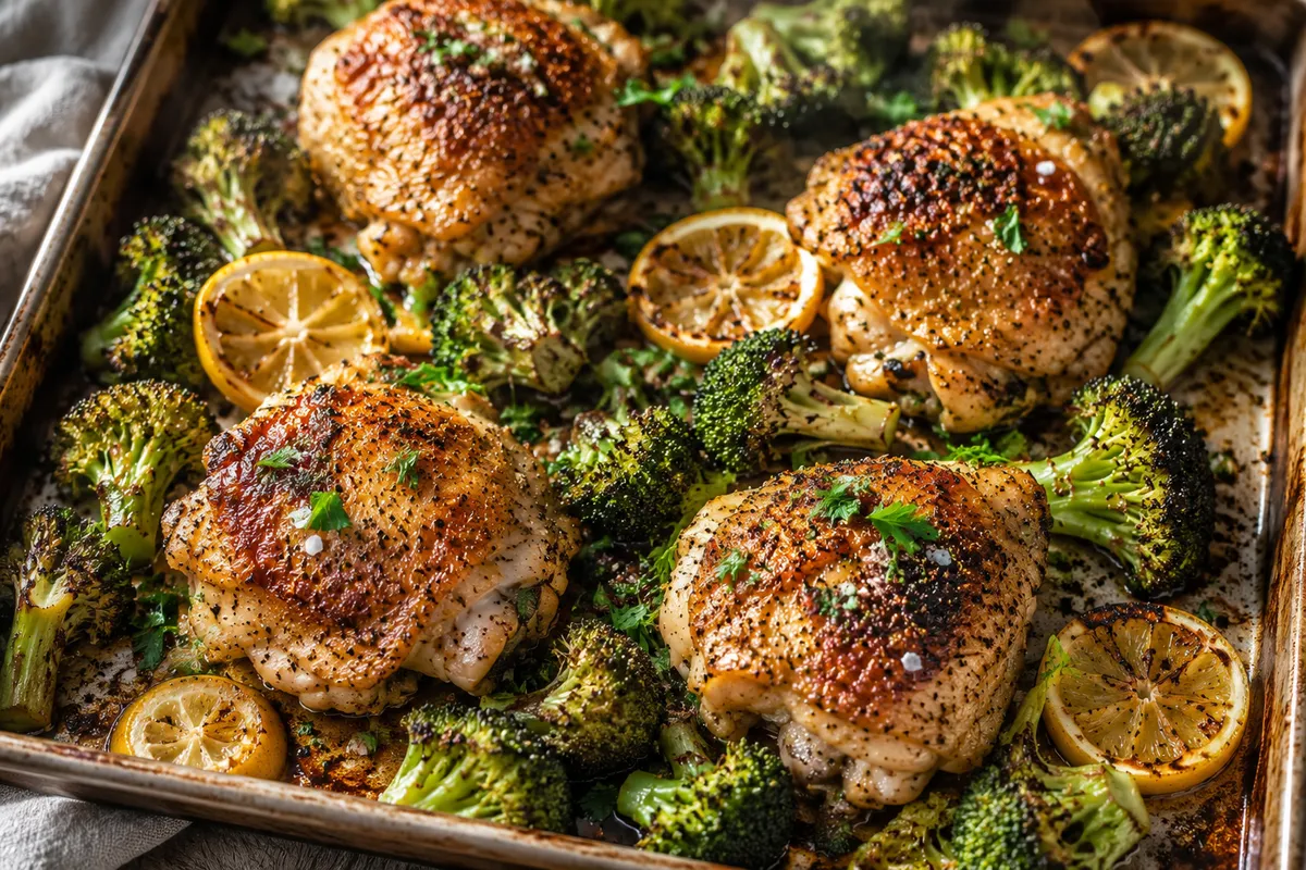 Simple Roasted Lemon Herb Chicken & Broccoli